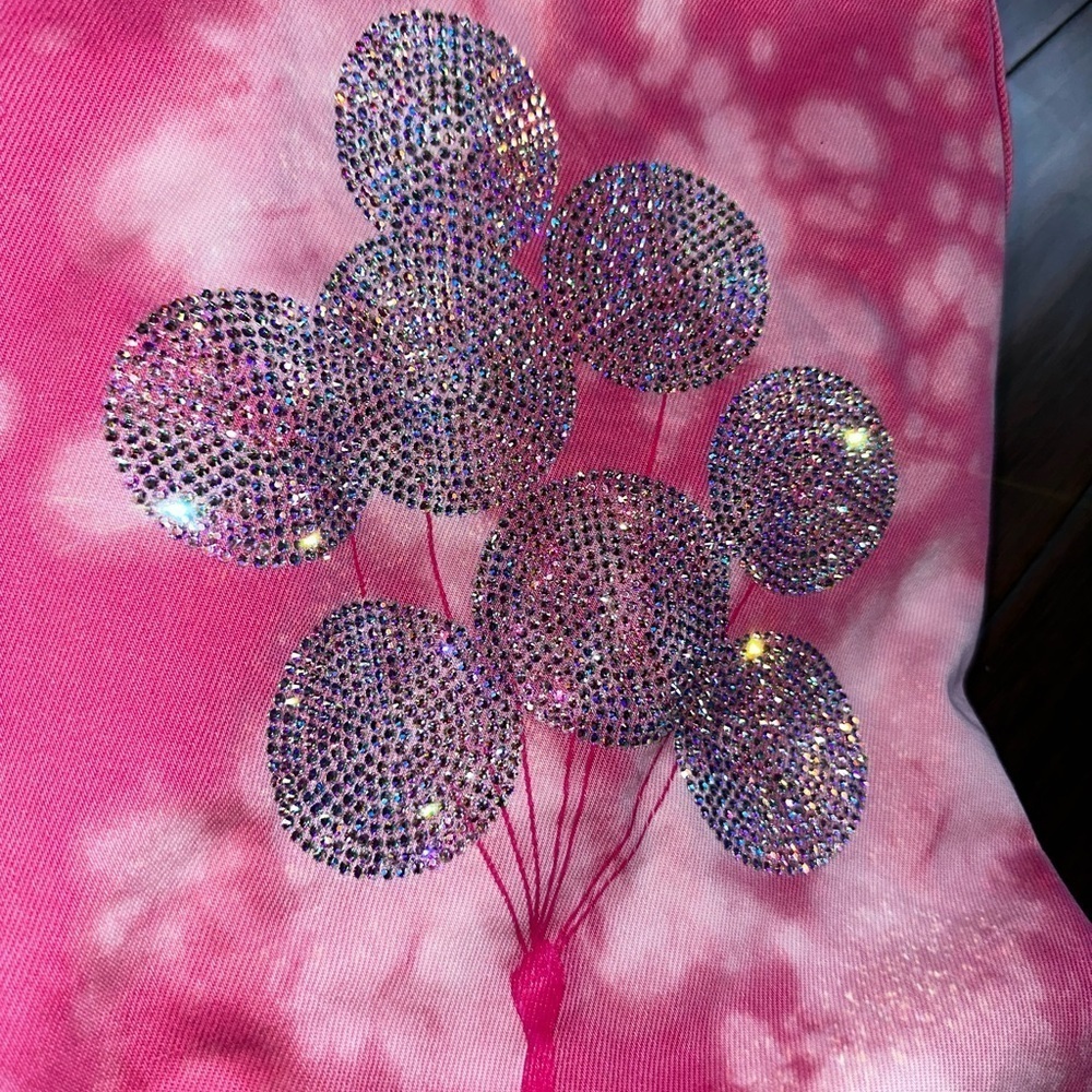 Rare💕Oversized jacket Guess Pink Tie Dye denim jacket y2k bling jacket Banksy - Picture 9 of 17